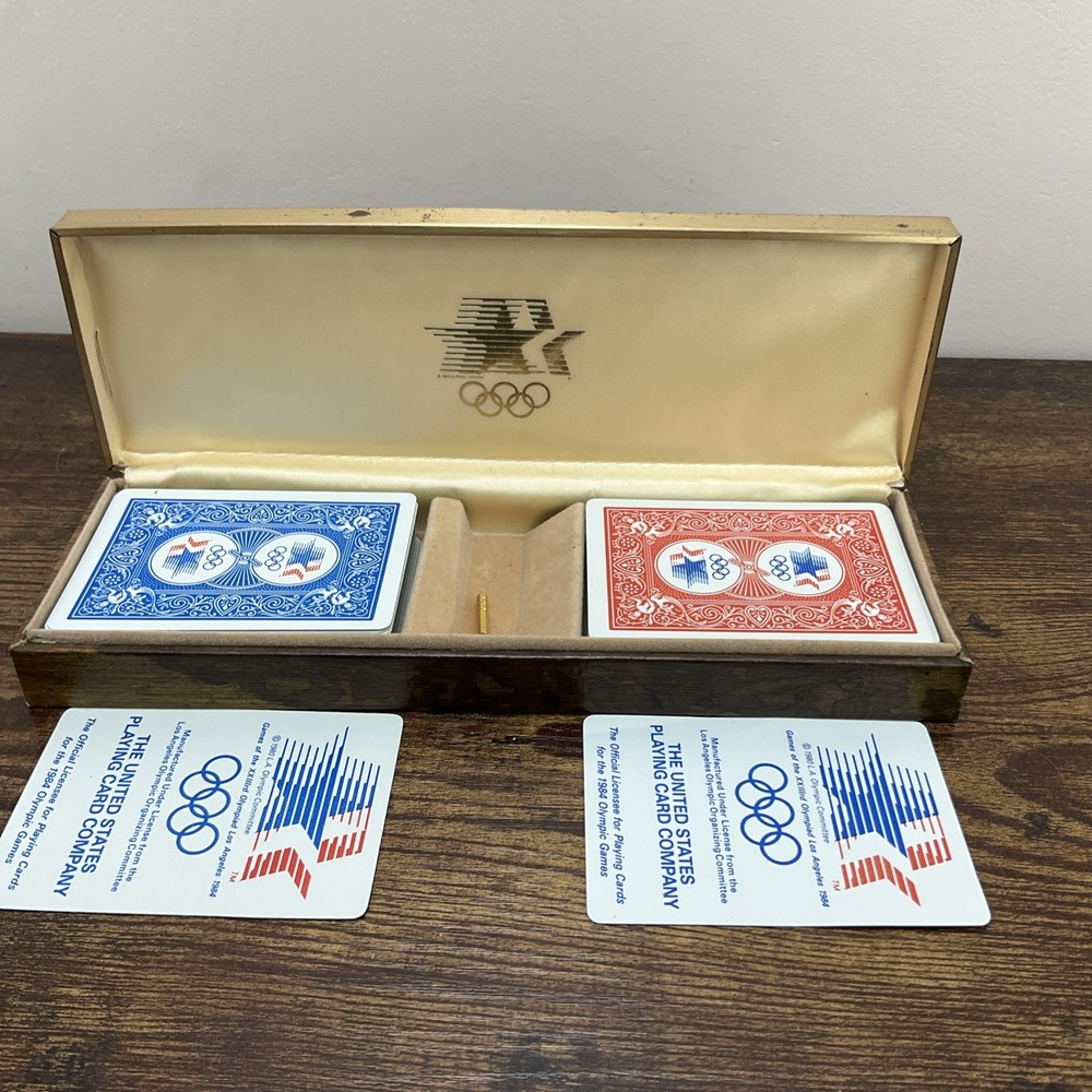 1984 Olympics Cribbage Playing Card Set, 2 Official Decks & Box With Lid